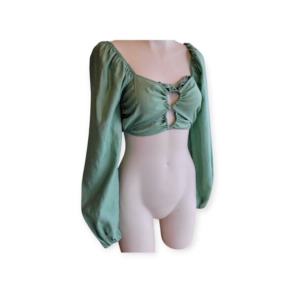 Ruched Cut-Out Croptop by Topshop Size 2 NWOT - Picture 8 of 16